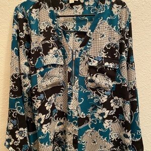 Size XL Cato long sleeve green and black blouse